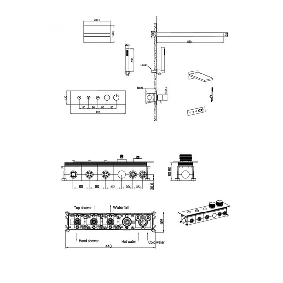 Душевая система для душа с термостатом Boheme Fusion 131-CB (со скрытой частью) брашированная медь фото 2