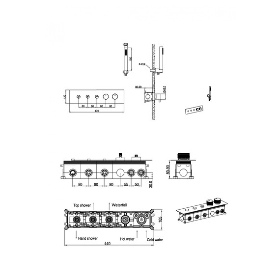 Душевая система для душа с термостатом Boheme Fusion 131-SYS-BRB (со скрытой частью) брашированная бронза фото 2