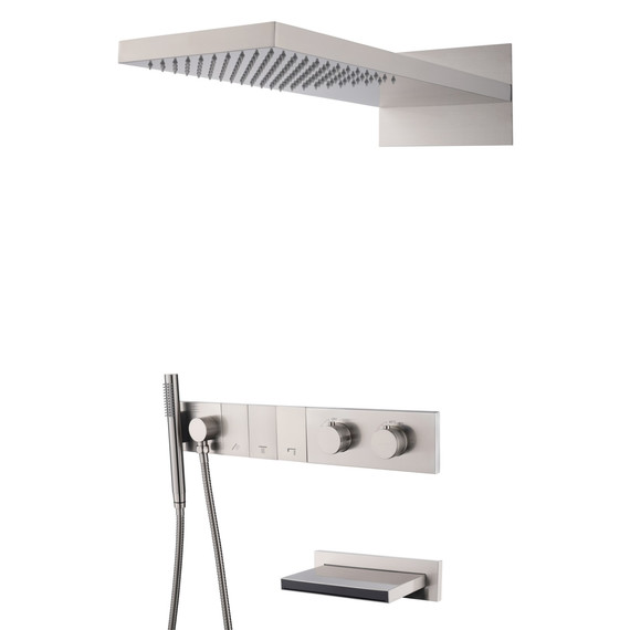 Душевая система для ванны с термостатом Boheme Zodiac 133-2-NB (со скрытой частью) никель фото 