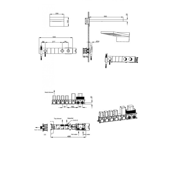 Душевая система для душа с термостатом Boheme Zodiac 133-BRB (со скрытой частью) брашированная бронза фото 2