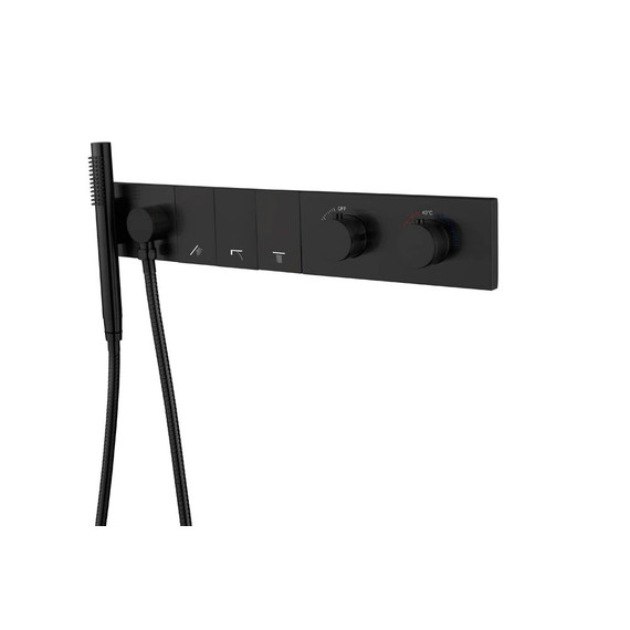 Душевая система для душа с термостатом Boheme ZODIAC 133-SYS-B (со скрытой частью) чёрный фото 