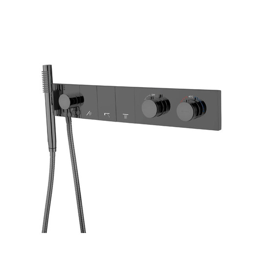 Душевая система для душа с термостатом Boheme ZODIAC 133-SYS-SGM (со скрытой частью) графит глянец фото 