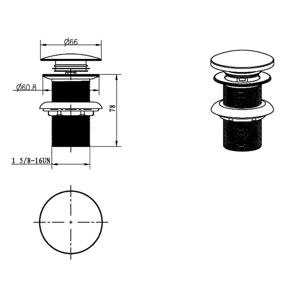 Донный клапан Boheme 612/2-GM, графит фото 2