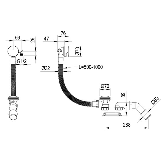 Сифон для ванны Boheme 631-B Click-Clack, чёрный фото 2