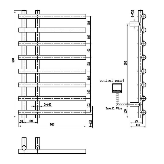 Полотенцесушитель электрический Boheme Uno 500x800 мм 722-BRB (скрытое подключение слева) брашированная бронза фото 2