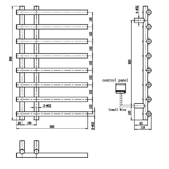 Полотенцесушитель электрический Boheme Uno 500x800 мм 722-CB (скрытое подключение слева) брашированная медь фото 2