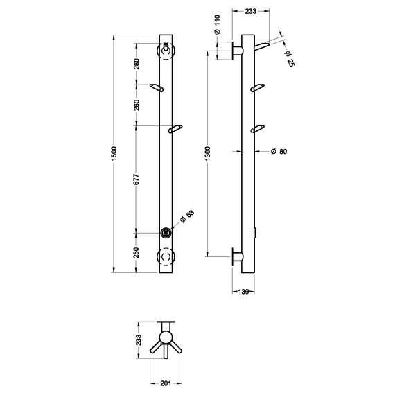 Полотенцесушитель электрический Boheme OAK П1 1500x201 мм 724-BCR, чёрный фото 2