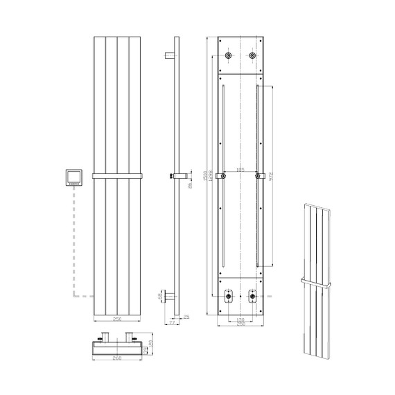Полотенцесушитель электрический Boheme FLAT П4 1500x250 мм 725-B, чёрный фото 6