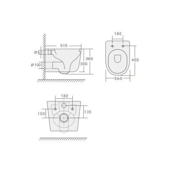 Унитаз подвесной безободковый Boheme FLOW 969-SET-L с тонкой крышкой микролифт (система смыва Торнадо) LUNA фото 2