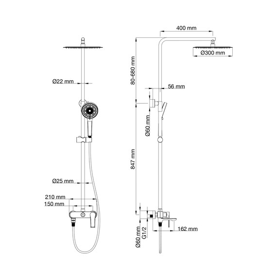 Душевая стойка Wonzon & Woghand Brilliant WW-88047079-BG, золото брашированное фото 8