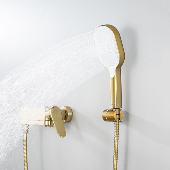 Смеситель для ванны с выдвижным изливом Gappo G10-3 G3210-3, золото сатин, Цвет производителя: золото сатин фото 10