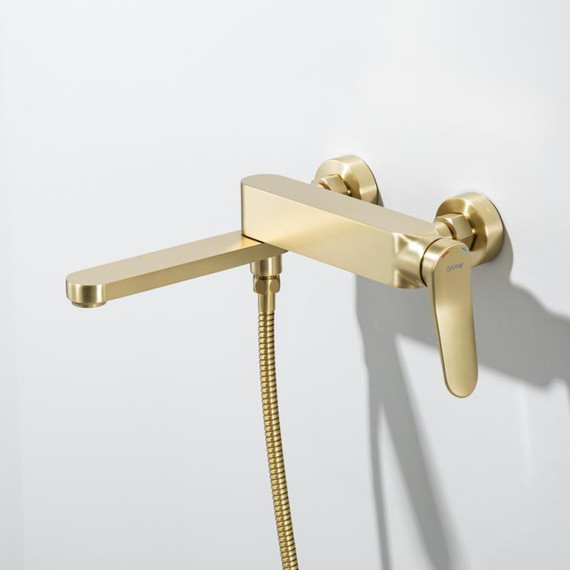 Смеситель для ванны с выдвижным изливом Gappo G10-3 G3210-3, золото сатин, Цвет производителя: золото сатин фото 3