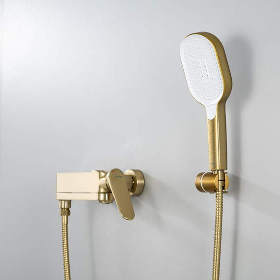 Смеситель для ванны с выдвижным изливом Gappo G10-3 G3210-3, золото сатин, Цвет производителя: золото сатин фото 6