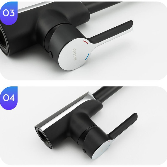 Смеситель для кухни Gappo G4003-6, черный/хром фото 6