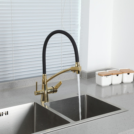 Смеситель для кухни Gappo G4398-13, золото/черный фото 9