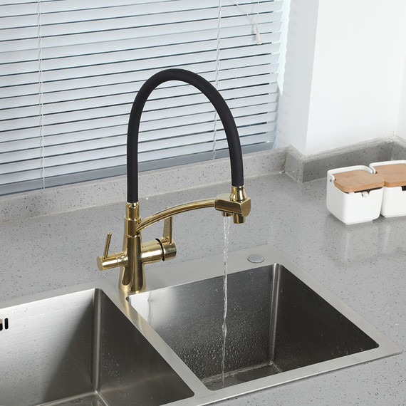 Смеситель для кухни Gappo G4398-13, золото/черный фото 10
