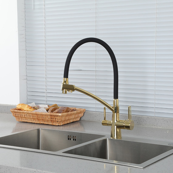 Смеситель для кухни Gappo G4398-13, золото/черный фото 13