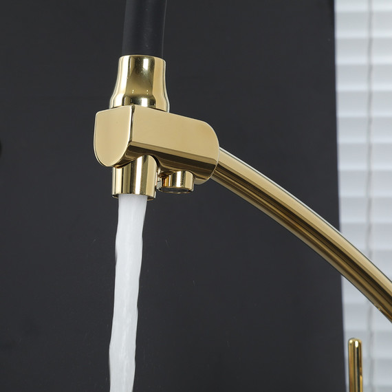 Смеситель для кухни Gappo G4398-13, золото/черный фото 6