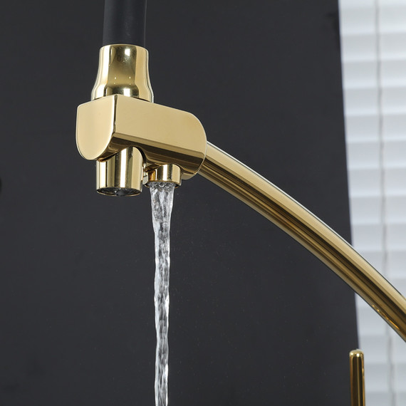 Смеситель для кухни Gappo G4398-13, золото/черный фото 7