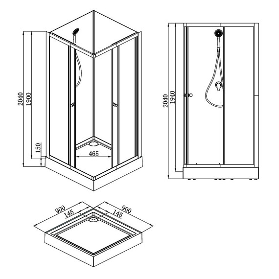 Душевая кабина Loranto Neo 90х90 см CS-21801-BP, чёрный/прозрачное фото 2