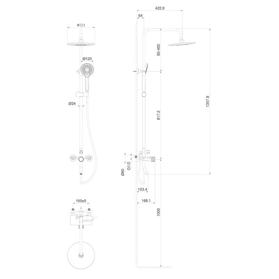Душевая стойка Wonzon & Woghand Click WW-N3S962-MW, белый матовый фото 6