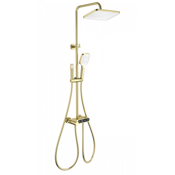 Душевая стойка с термостатом Wonzon & Woghand Muse WW-B3112-BG, золото брашированное фото 