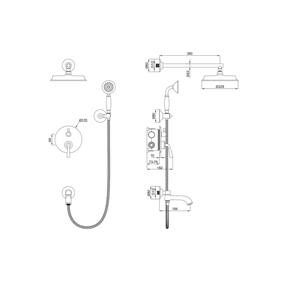 Душевая система для ванны Wonzon & Woghand Steam WW-88939008-CR фото 2