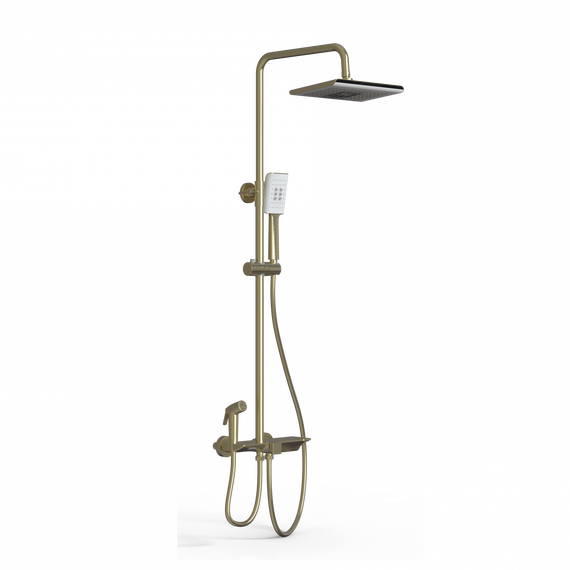 Душевая стойка с термостатом Wonzon & Woghand WW-B3310-BG, золото брашированное фото 