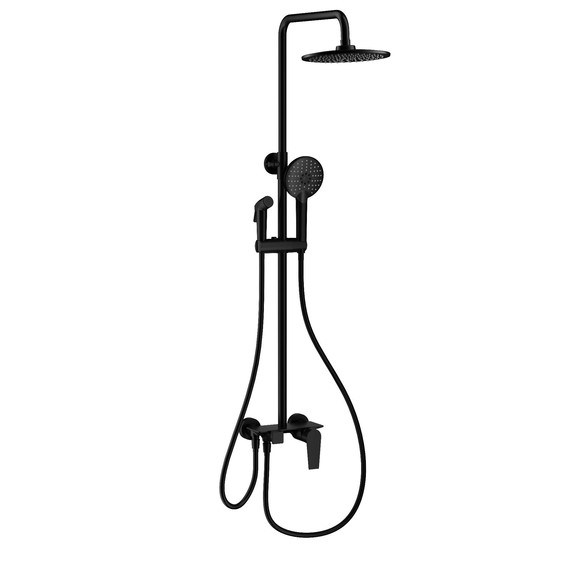 Душевая стойка с гигиеническим душем Wonzon & Woghand WW-A30874-MB, чёрный матовый фото 