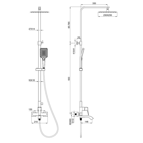 Душевая стойка Wonzon & Woghand Flex WW-88047072-BN, никель брашированный фото 2