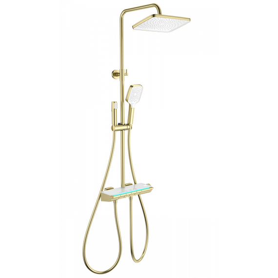 Душевая стойка с термостатом Wonzon & Woghand Muse WW-B4174-BG, золото брашированное фото 