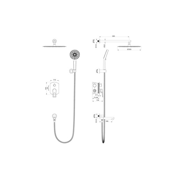 Душевая система для ванны Wonzon & Woghand Frame WW-88939010-MB, чёрный матовый фото 2