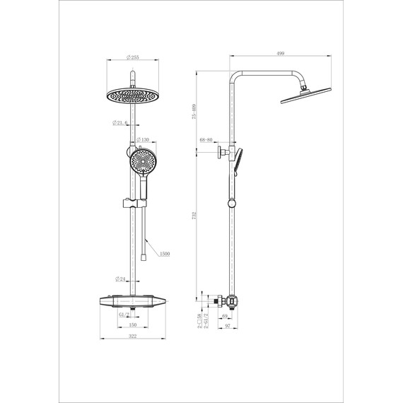 Душевая стойка с термостатом Wonzon & Woghand Neo WW-B3035-A1-CR фото 2