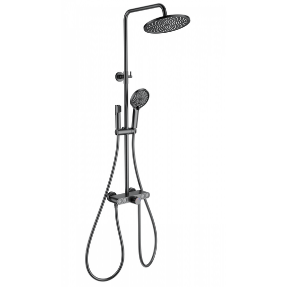 Душевая стойка с термостатом Wonzon & Woghand Muse WW-B4113-BGG, тёмный графит брашированный фото 