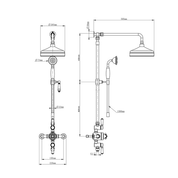 Душевая стойка с термостатом Wonzon & Woghand Retro WW-B3041-MW, белый матовый фото 7