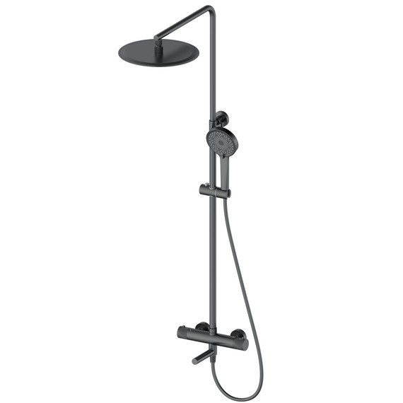 Душевая стойка с термостатом Wonzon & Woghand WW-88739902-BGM, тёмный графит брашированный фото 
