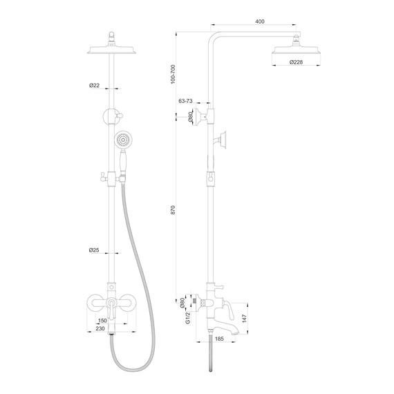 Душевая стойка Wonzon & Woghand Steam WW-88739008-BGM, тёмный графит брашированный фото 8