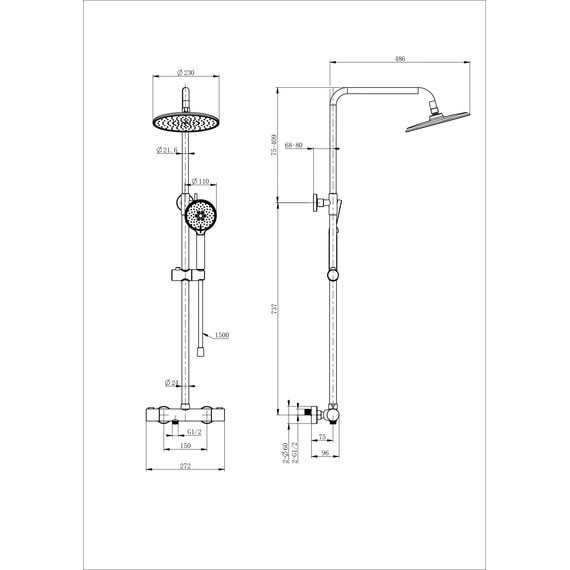 Душевая стойка с термостатом Wonzon & Woghand Inn WW-B3047-A-BG, золото брашированное фото 2