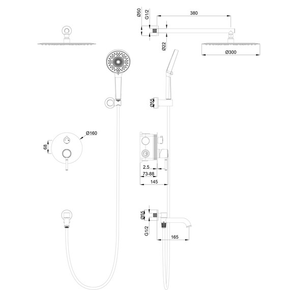 Душевая система для ванны Wonzon & Woghand Tor WW-88939073-RG, розовое золото фото 2