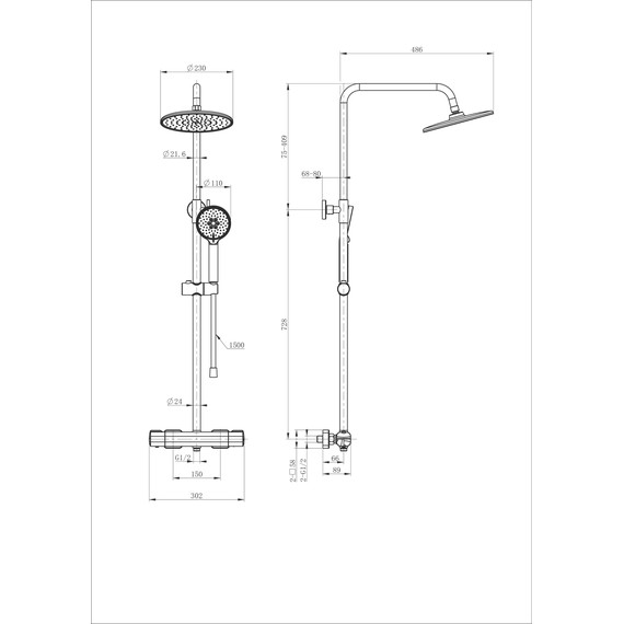 Душевая стойка с термостатом Wonzon & Woghand Stay WW-B3051-A-CR фото 2