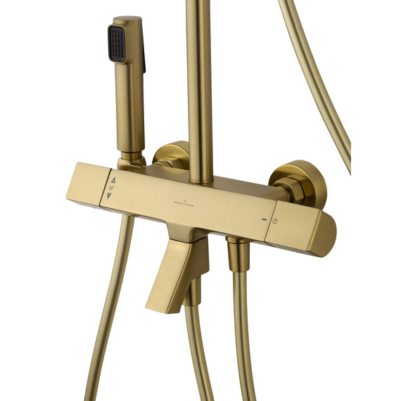 Душевая стойка с термостатом Wonzon & Woghand The one WW-B3094-BG, золото брашированное фото 3