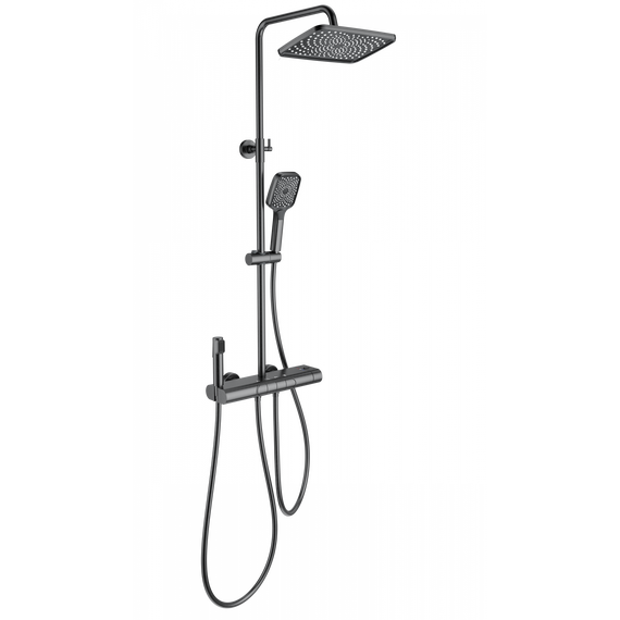 Душевая стойка с термостатом Wonzon & Woghand Muse WW-B4129-BGG, тёмный графит брашированный фото 