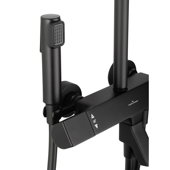 Душевая стойка с термостатом Wonzon & Woghand The one WW-B3094-MB, чёрный матовый фото 5