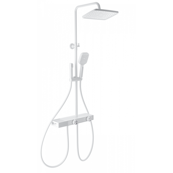 Душевая стойка с термостатом и гигиеническим душем Wonzon & Woghand Shelf WW-B4161-MW, белый матовый фото 