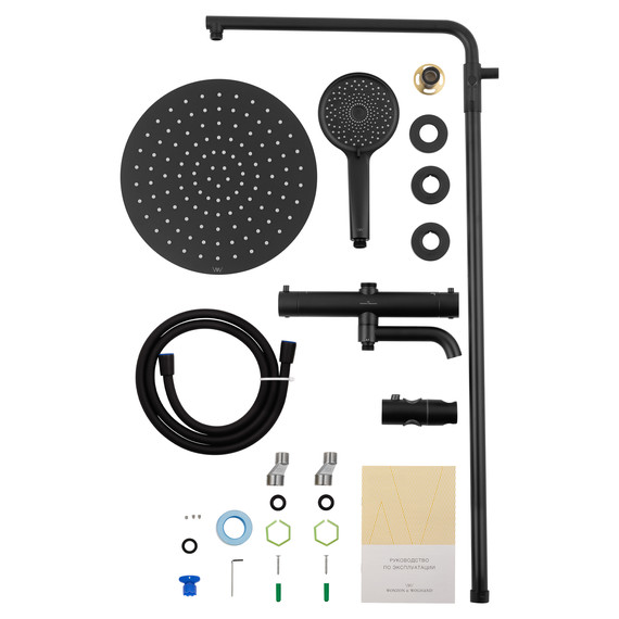 Душевая стойка с термостатом Wonzon & Woghand Stick WW-88739903-MB, чёрный матовый фото 7