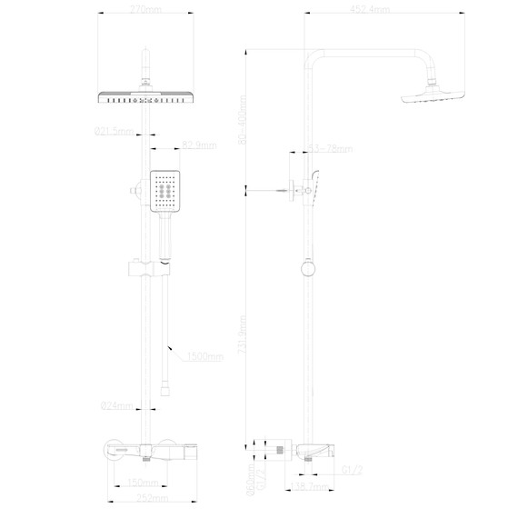 Душевая стойка Wonzon & Woghand WW-AE33110-MB, чёрный матовый фото 2