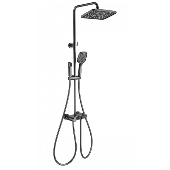 Душевая стойка с термостатом Wonzon & Woghand Muse WW-B3112-BGG, тёмный графит брашированный фото 