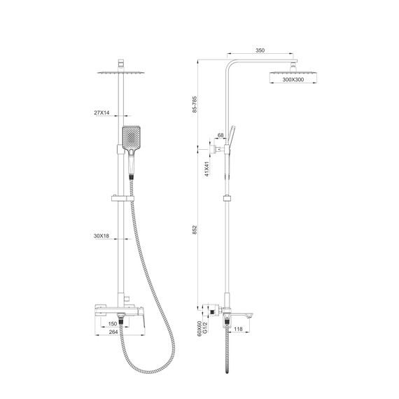 Душевая стойка Wonzon & Woghand Diamond WW-88739011-BG, золото брашированное фото 7