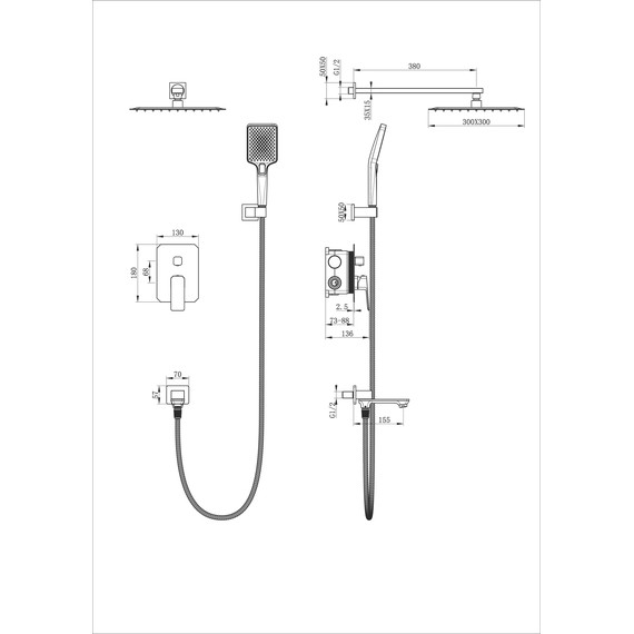 Душевая система для ванны Wonzon & Woghand Diamond WW-88939011-CR фото 2