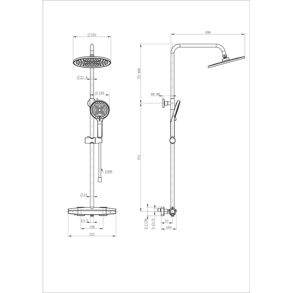 Душевая стойка с термостатом Wonzon & Woghand Neo WW-B3045-A-CR фото 2